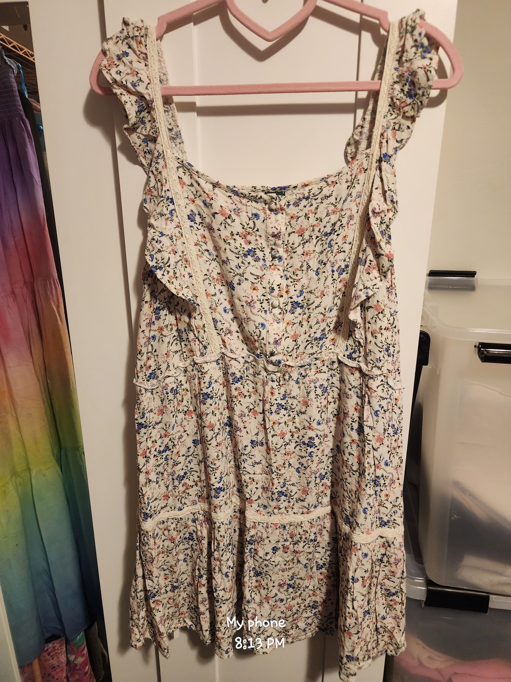 wild fable Cream Floral Ruffle Mini Dress